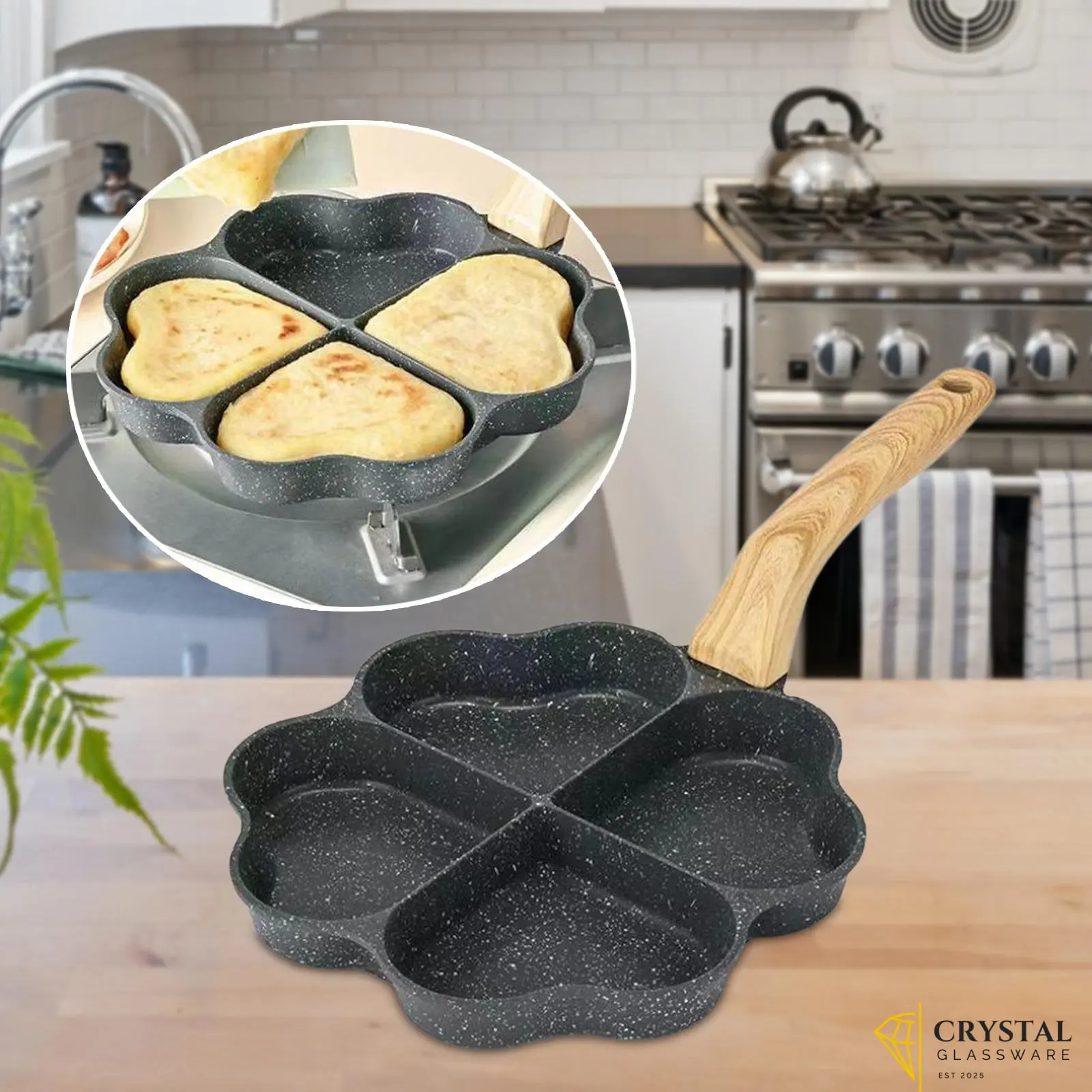  4 Slot Non Stick Frying Pan(Heart shape)